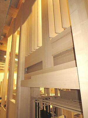 Prospekt Ansicht der Orgel in unserer Orgelbau Werkstatt